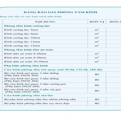 BÁO GIÁ THI CÔNG PHÒNG TẮM KÍNH